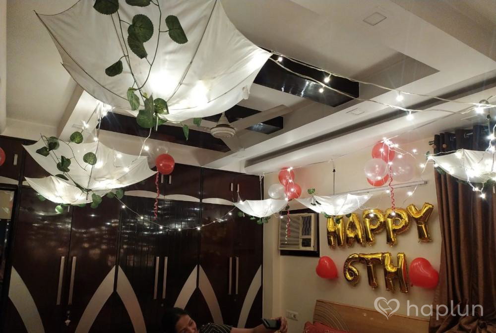 Home Umbrella Decoration for anniversary on terrace