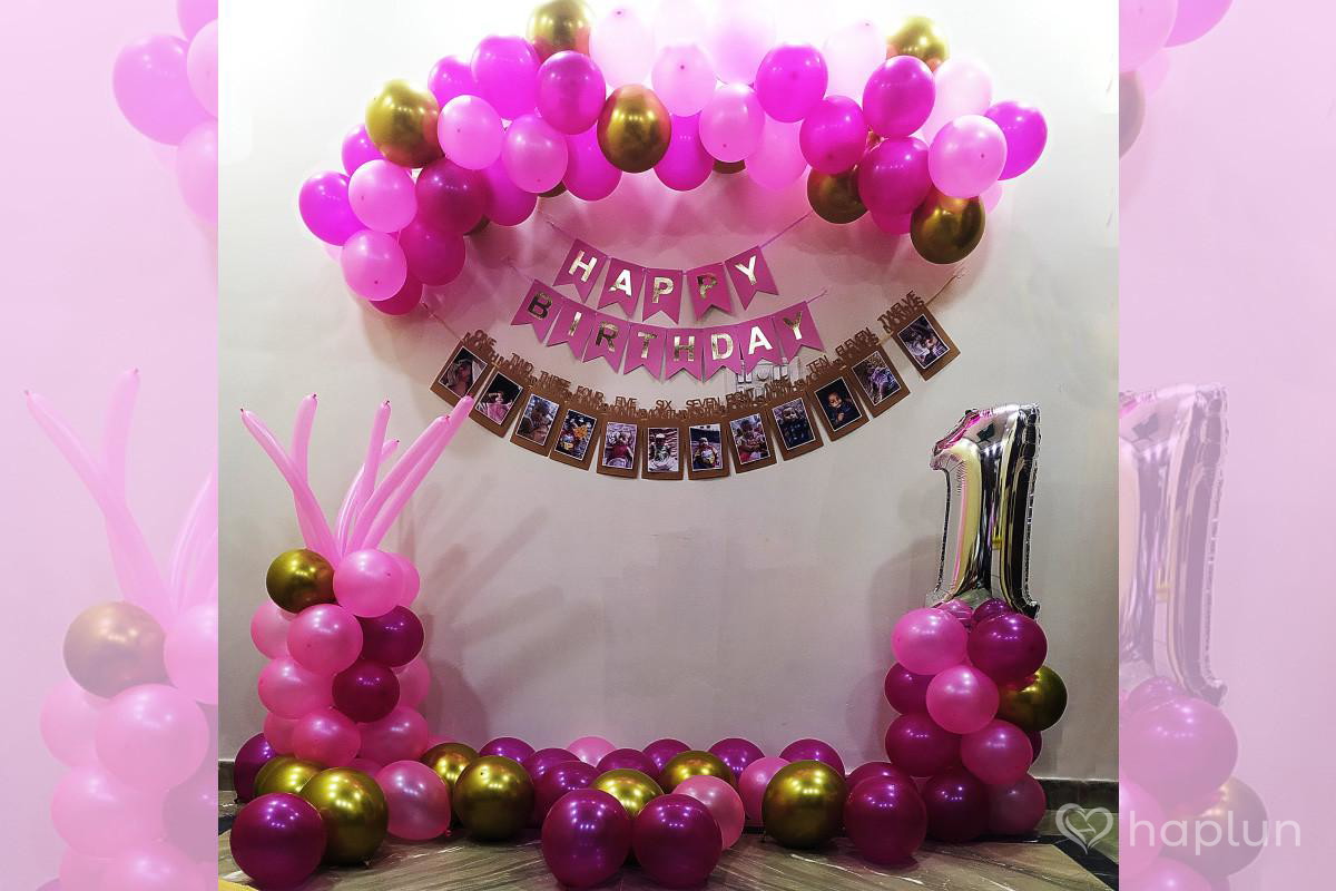 Baby girls birthday decoration