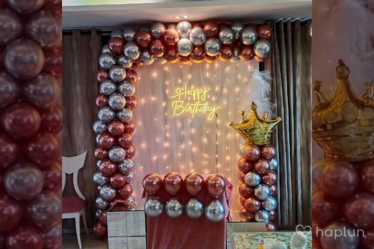 Birthday Wall With Neon Decor