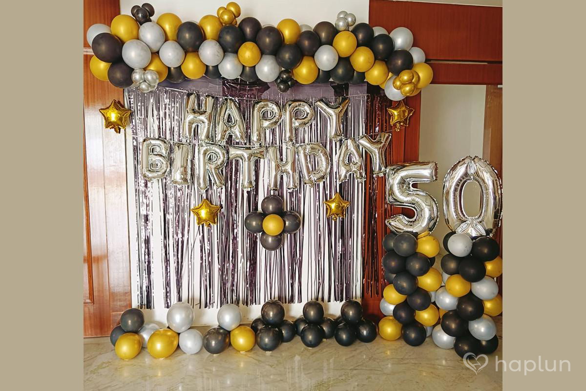 Silver Black birthday Decor