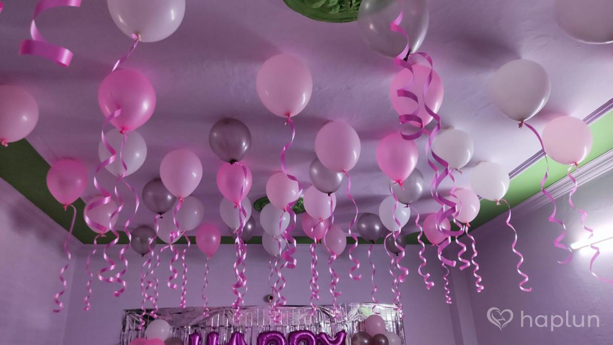 beautiful birthday decoration with balloons