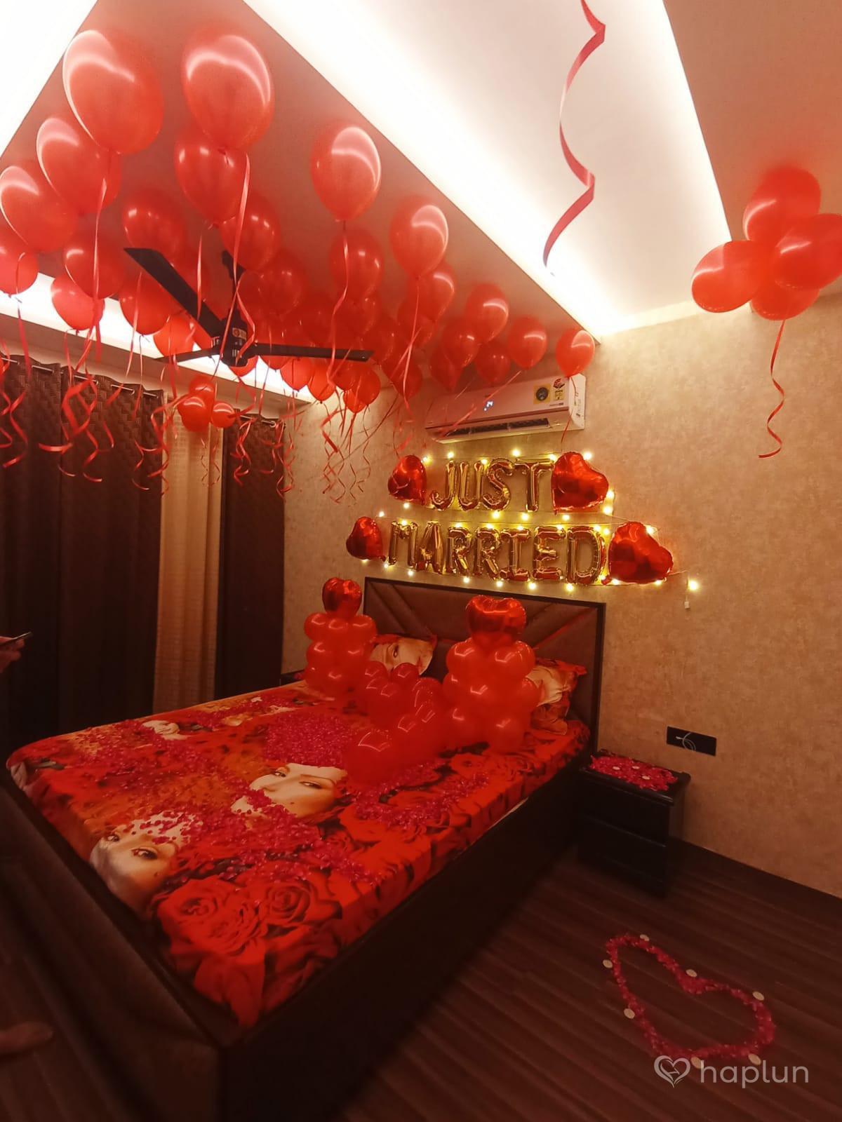 Just married decoration for wedding night