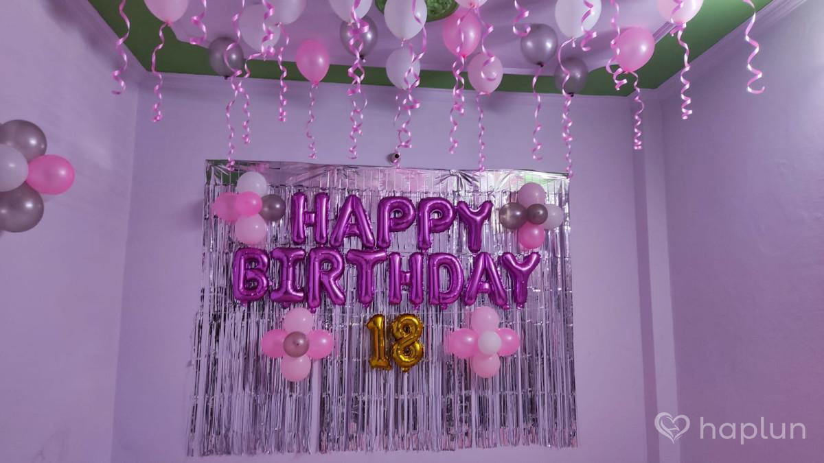 pink Balloon  birthday decoration on wall