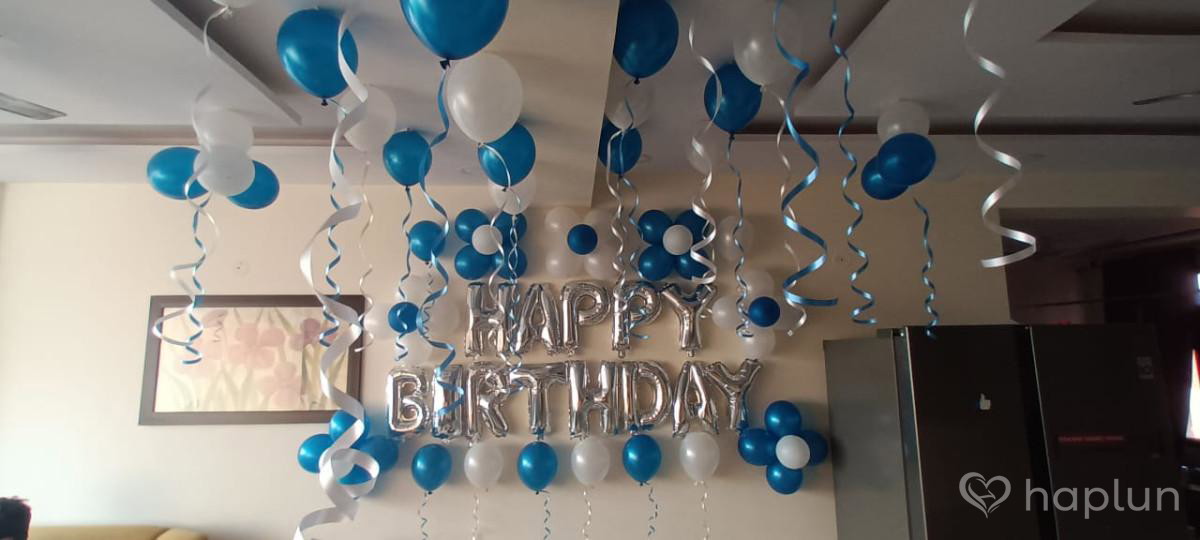 Blue and Silver Balloons Decoration