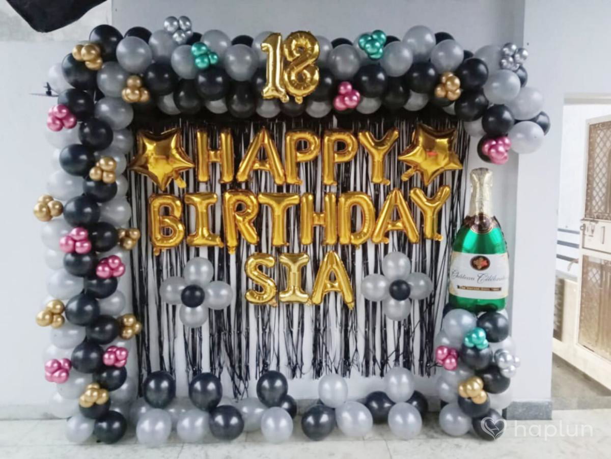 Silver Black Birthday Decor With Name