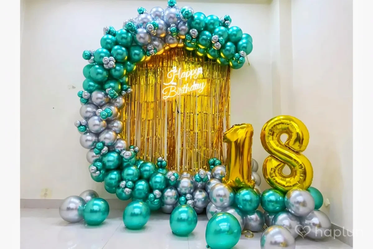 Chrome Balloon Birthday Backdrop