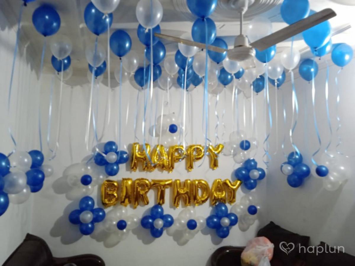 Blue Silver Birthday Balloon Decoration