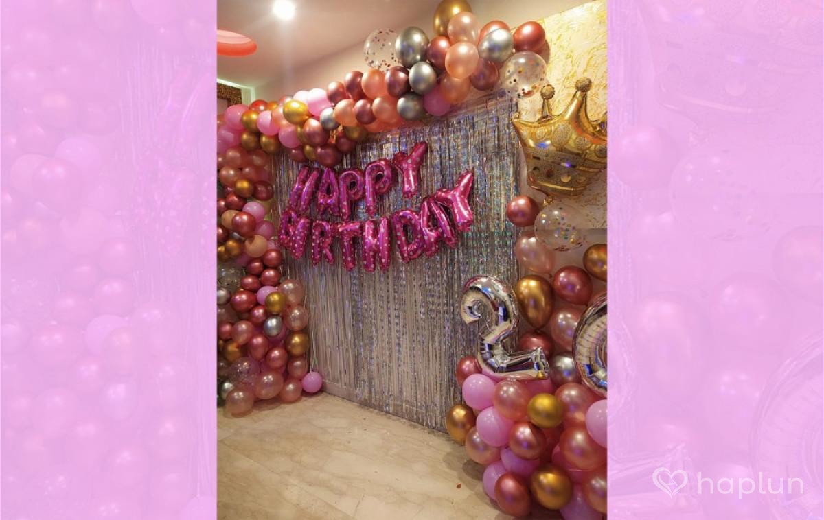 Garland Balloon Decoration with pink theme