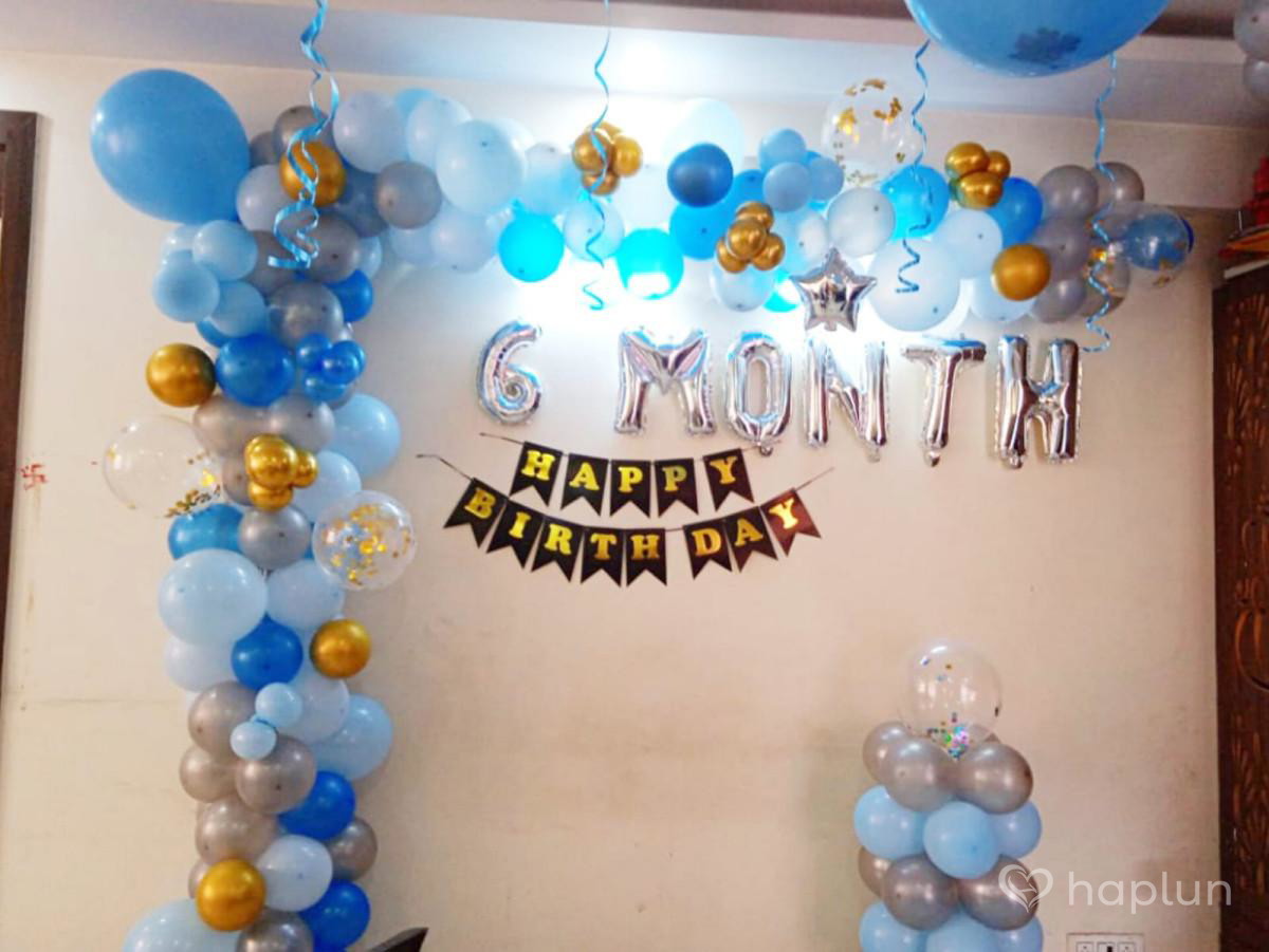 6 month Balloon garland decor