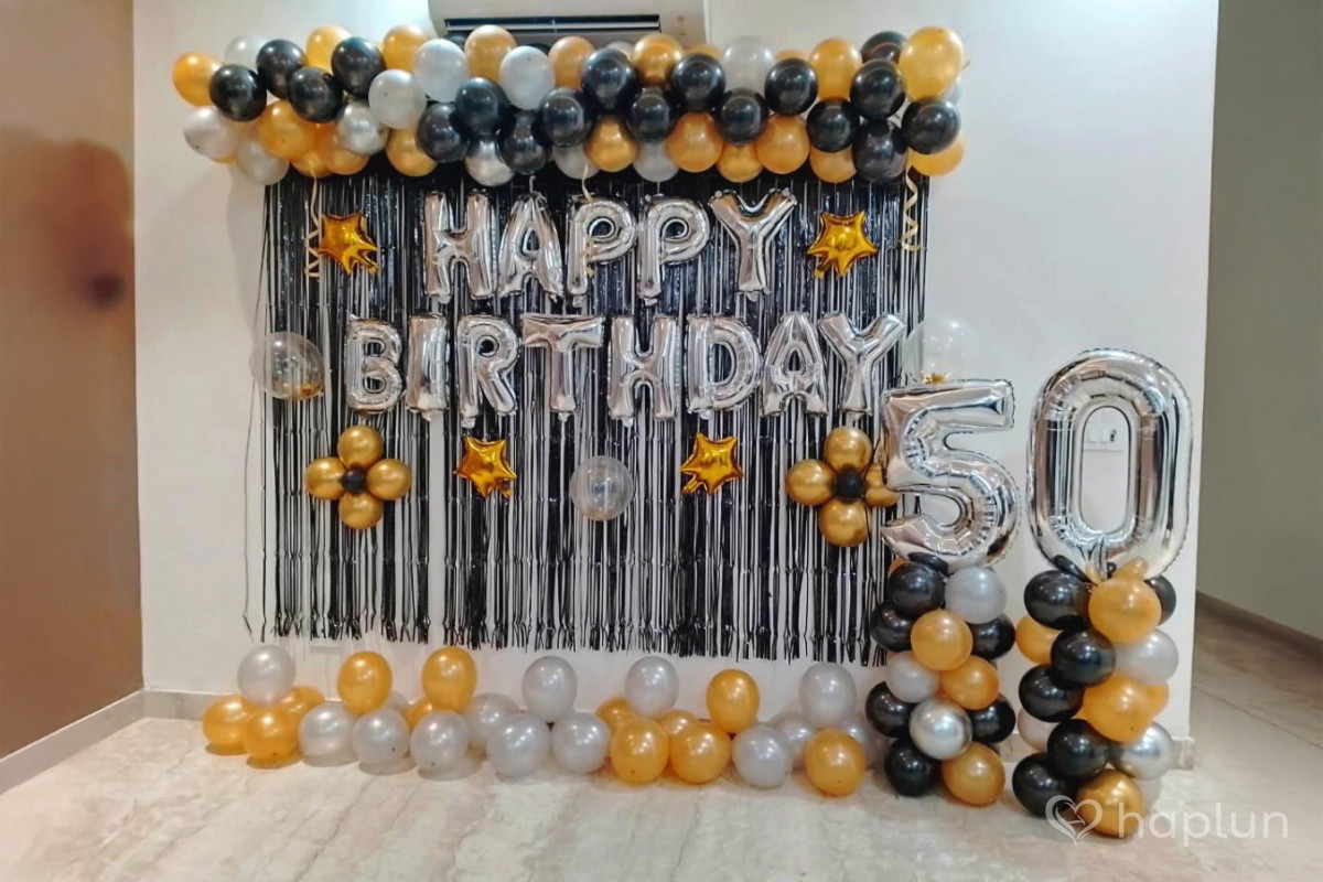 50th Black Golden Birthday decoration