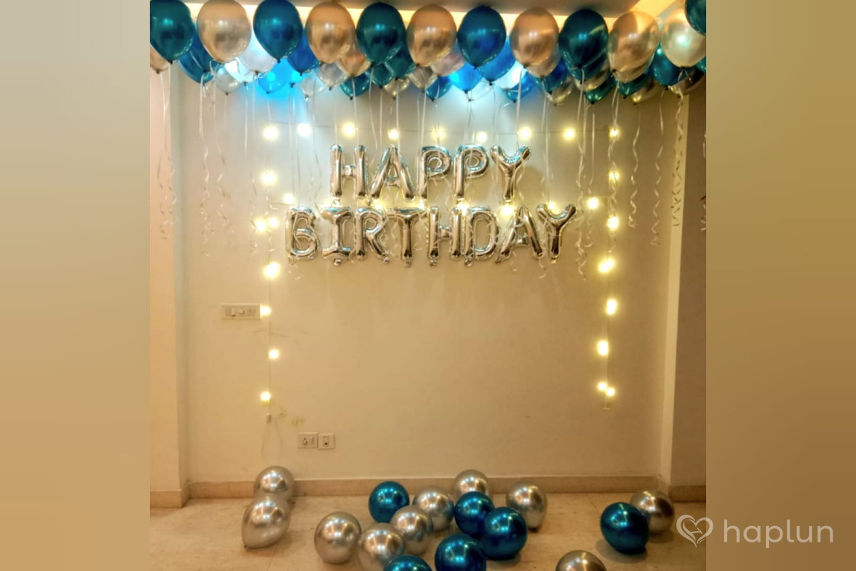 Blue and Silver Balloon Decor