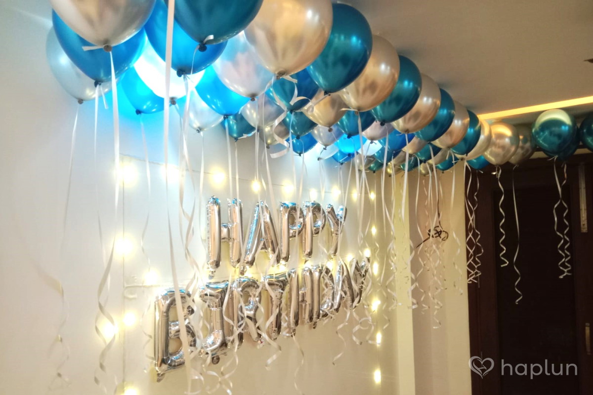 Blue and Silver balloon combination decoration