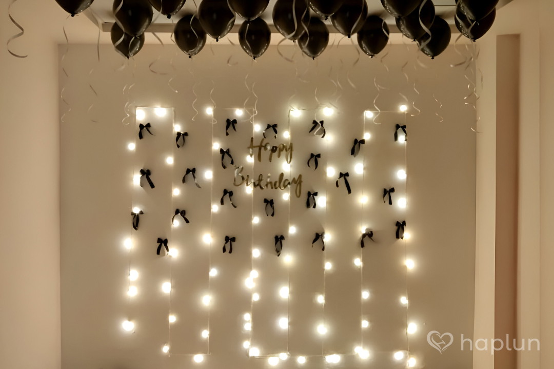 Aesthetic Black Bow Birthday Decoration