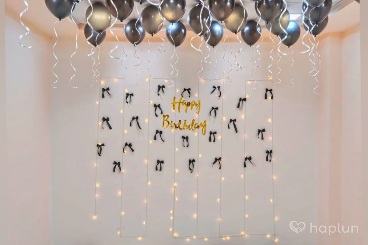 Aesthetic Black Bow Balloon Decoration
