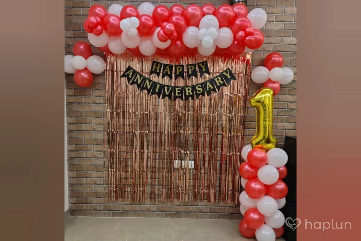 Elegant Red & White Anniversary Decor