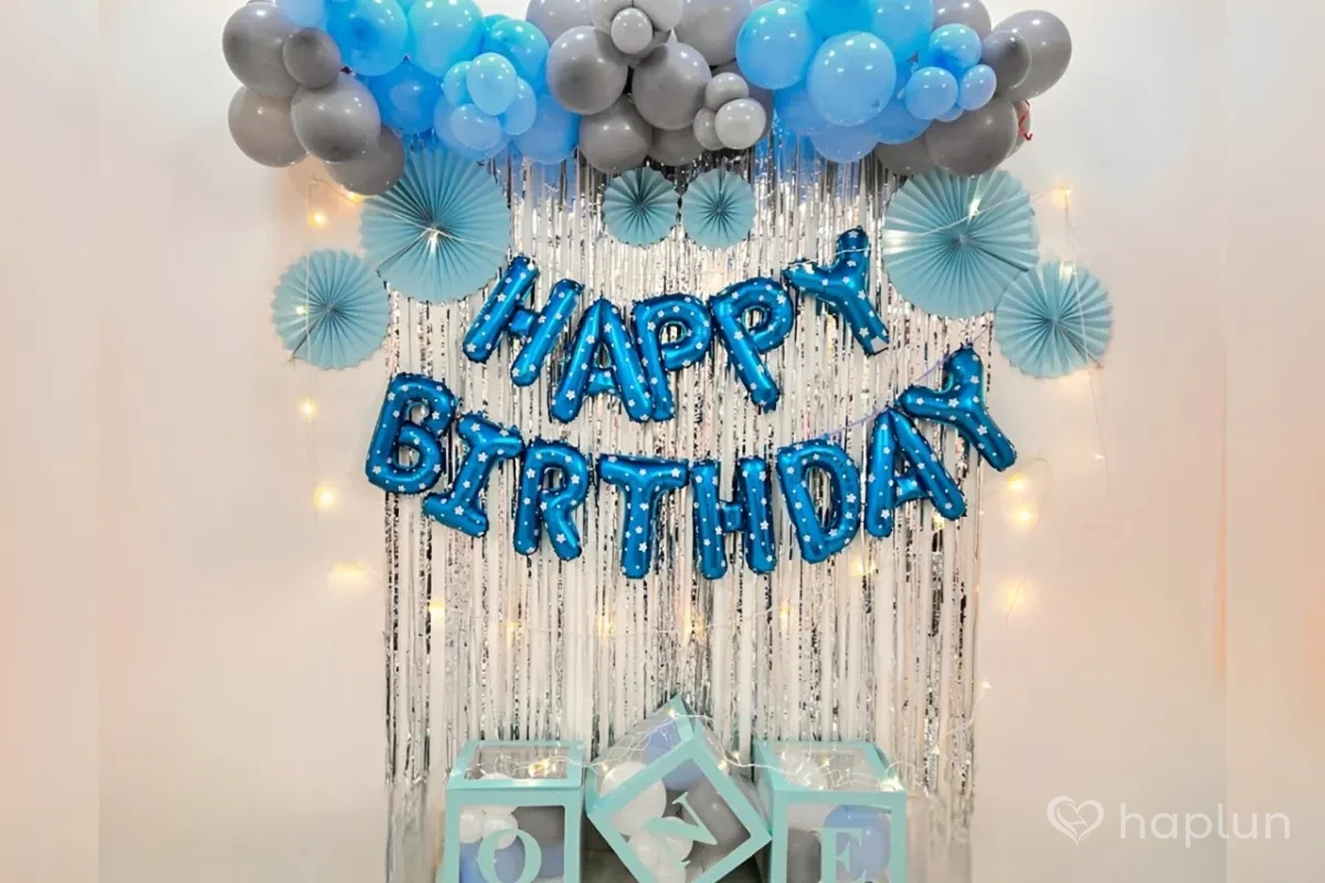 Blue Theme First Birthday Decoration