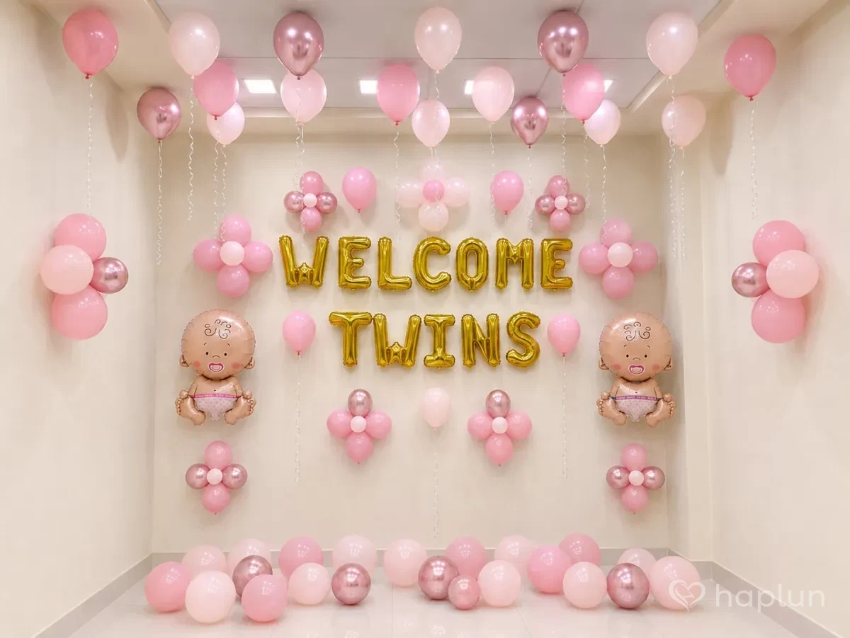 Twins Baby Girl Welcome Decor