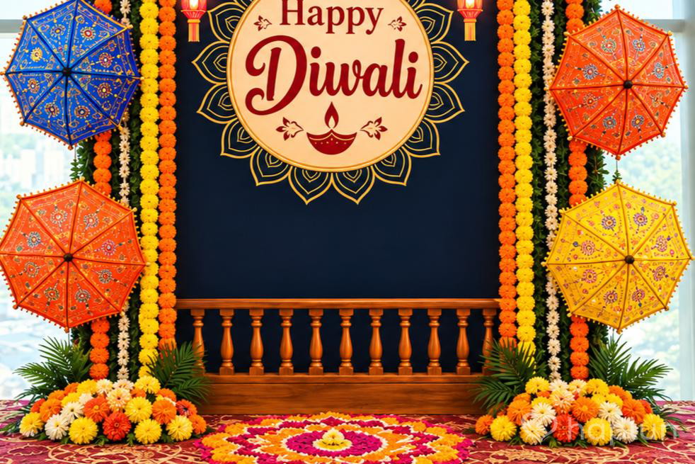 Diwali Festive Flower and Flex Decor